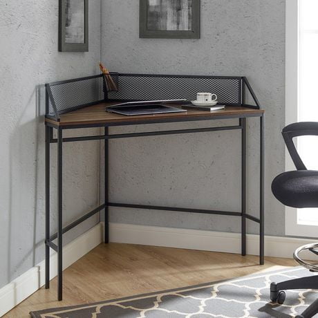 Industrial Corner Writing And Computer Desk Dark Walnut Corner Writing And Computer Desk