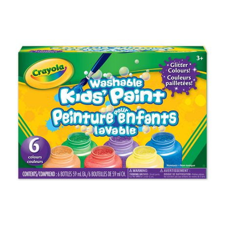 Crayola Washable Glitter Project Paint, 6 Count, 6 - 59ml bottles of glitter paint