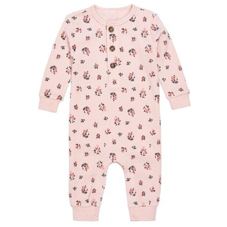 Modern Moment by Gerber - Long Sleeve + Long Leg Slouch Romper - Pink Bouquet, Sizes: 0-24M