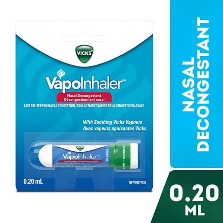 Vicks Vapoinhaler Nasal Decongestant, 0.20 mL, Soothing Vicks Vapours
