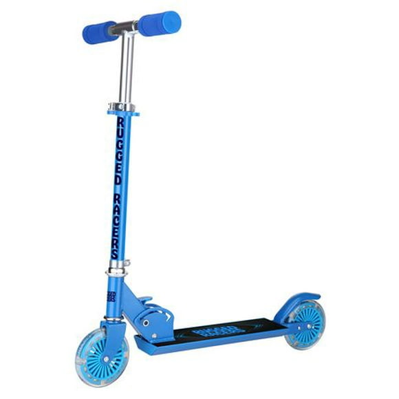 Rugged Racers – Trottinette pliable à 2 roues pour enfant en bleu clair