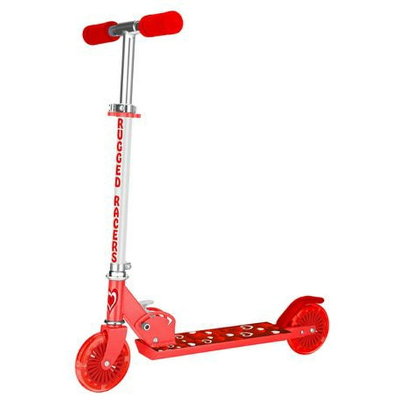 Rugged Racers Two Wheel Kids Scooter with Red Heart Design