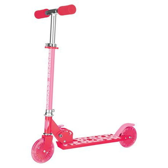 Rugged Racers – Trottinette pliable à 2 roues pour enfant avec design en forme de coeur rose et roues lumineuses