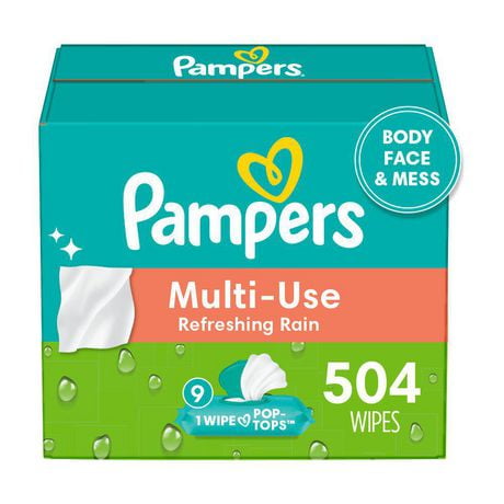 Pampers Baby Wipes Multi-Use Refreshing Rain 9X Pop-Top Packs