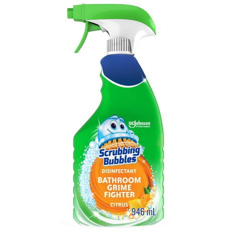 Scrubbing Bubbles Désinfectant Chasseur de saleté de salle de bain, Détruit les germes dans les baignoires, sur les murs de douche et bien plus, parfum Agrumes, 946 mL 946 mL, parfum d'agrumes