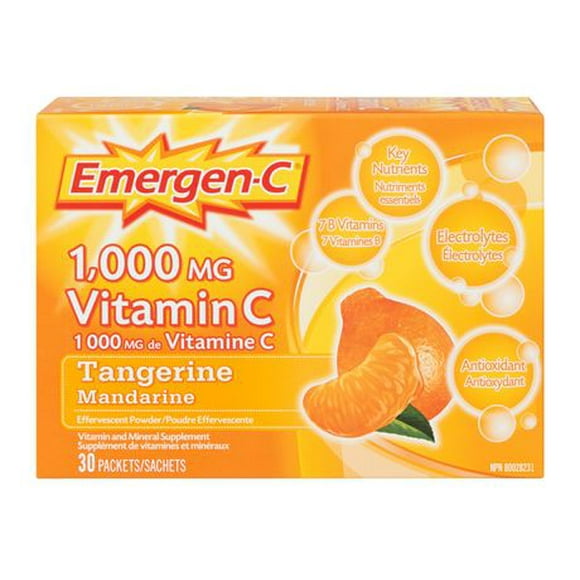 Supplément de vitamines et de minéraux à 1 000 mg de vitamine C Tangerine d'Emergen-C 30 sachets