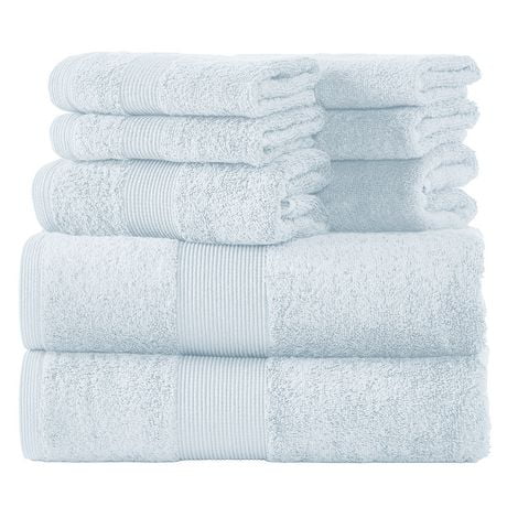 Camelot 8 Piece 600 GSM 100% Zero Twist Cotton Towel Set, Highly Absorbent| 2 Bath Towels, 2 Hand Towels, and 4 Washcloths