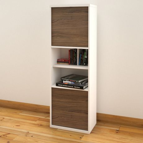Nexera Liber T 2 Door Bookcase White, 6 Foot Bookcase With Doors