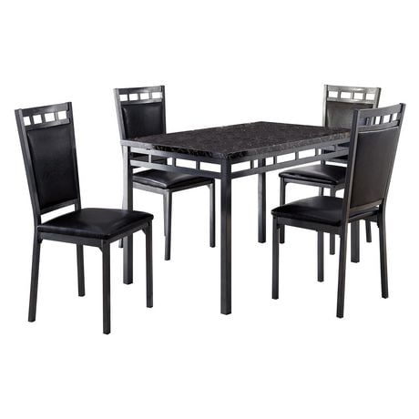 Topline Home Furnishings 5pc Faux Marble Dining Set