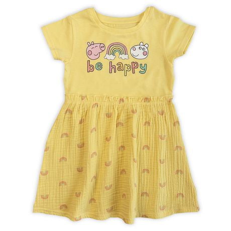 Peppa Pig Toddler Girls short sleeve Jersey Dress, Sizes 2T to 5T