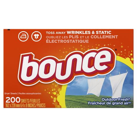 Bounce Dryer Sheets, Outdoor Fresh Scent Fabric Softener Sheets, Reduces Static, Softens and Fights Wrinkles, 200CT