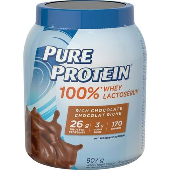 Poudre de protéine Pure Protein à 100 % lactosérum à saveur de chocolat riche 907 g (2 livres)
