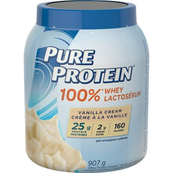 Poudre de protéine Pure Protein à 100 % lactosérum à saveur de crème à la vanille 907 g (2 livres)