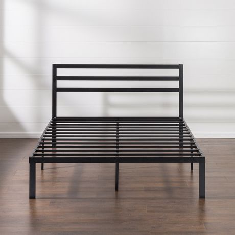 bed frame platform headboard metal lock quick replaces maximum structure strong steel under storage spring box anew edit zinus inch