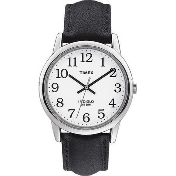 Montre analogique classique au bracelet en cuir noir et cadran blanc Easy ReaderMD de TimexMD pour hommes