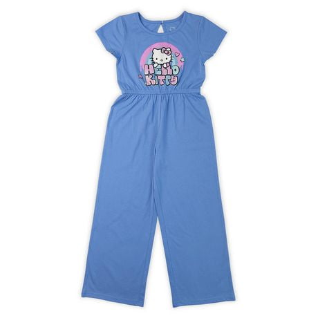 Hello Kitty Girls one-piece full length short sleeve Romper, Sizes XS to XL