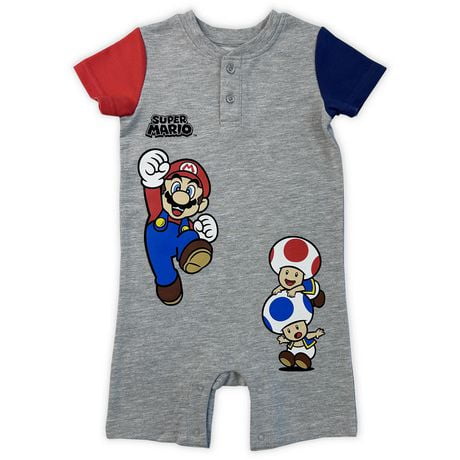 Super Mario Bros Barboteuse à manches courtes color block pour bébés filles Tailles de 0 à 24 mois