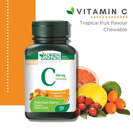 Adrien Gagnon-Vitamine C Croquable de Fruits tropicaux, 500 mg