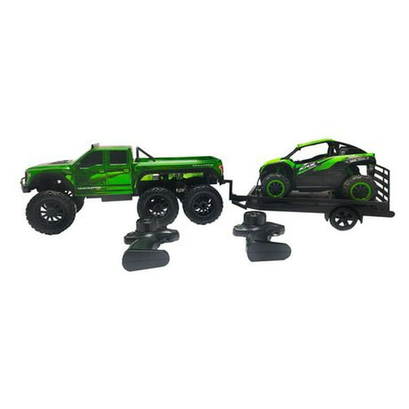 Combinaison de camion Ford Velociraptor téléguidé à échelle 1:10 et de véhicule côte à côte Kawasaki KRX à échelle 1:18, 2 télécommandes comprises