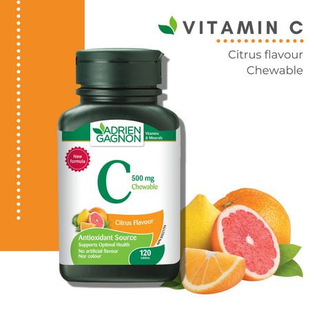 Adrien Gagnon-Vitamine C Croquable d'Agrumes, 500 mg 120 comprimés