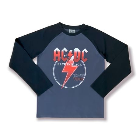 AC/DC Boys raglan tee. This boys long sleeve raglan tee shirt has a ...