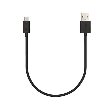 Câble USB-C de synchronisation et de charge universel Pebble de Veho, 0.2m / 0.7pi  - Noir