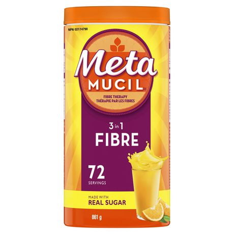 Metamucil 3 in 1 MultiHealth Fibre! Fiber Supplement Powder, Orange, Orange, 861 g