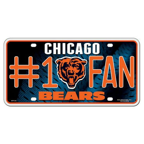 Plaque d’immatriculation en métal des Bears de Chicago de la NFL