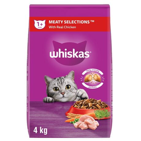 Nourriture sèche Sélections de viande avec poulet véritable de Whiskas pour chats adultes 2 - 9,1 kg