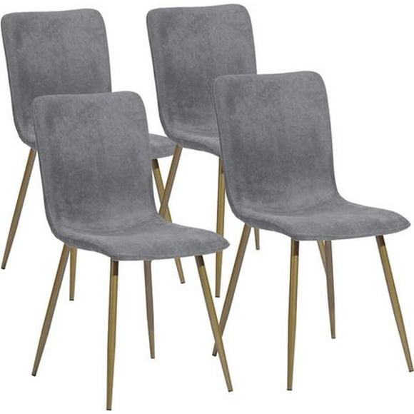 Homylin Chaises de salle à manger Ensemble de 4 chaises d'appoint rembourrées en tissu avec pieds dorés, beige