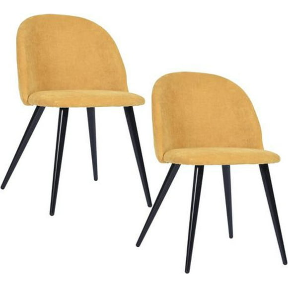 Homylin Chaises de salle à manger, lot de 2, chaises d'appoint en tissu pour la cuisine, mobilier de maison, jaune