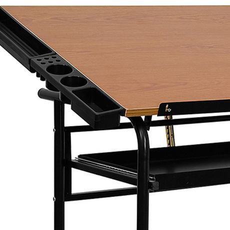 Adjustable Drawing and Drafting Table with Black Frame and Dual Wheel ...