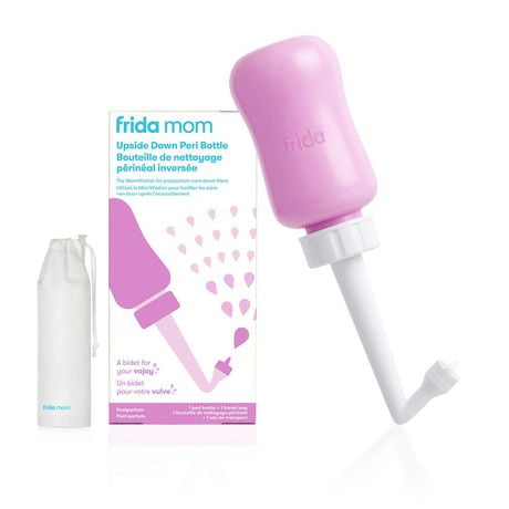 Frida Mom - Upside Down Peri Bottle - Postpartum Recovery - The Original Fridababy MomWasher for Perineal Recovery and Cleansing After Birth - Hospital Bag Essential, Newborn Baby, Cleansing after Birth, + Travel Bag, 1 Peri Bottle