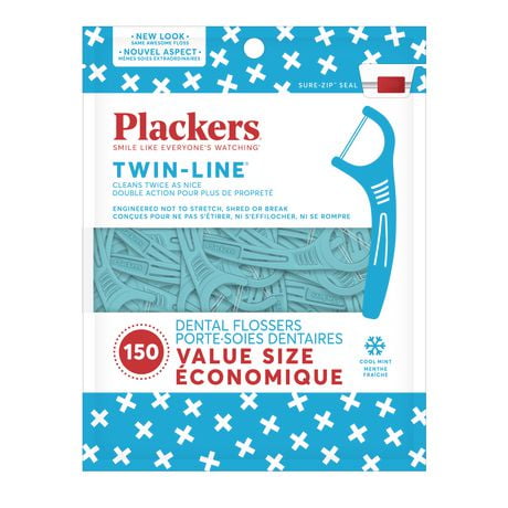 Plackers Twin-Line Cool Mint Dental Floss, 150 ct