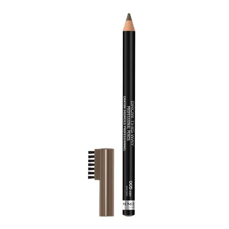 Rimmel Brow This Way Professional Pencil, stunning natural look, 2 in 1 brush & pencil, 100% Cruelty-Free, Define your eyebrows