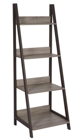 Hometrends Wood Look 4 Tier Shelves, Four Tier White Ladder Bookcase Shelf