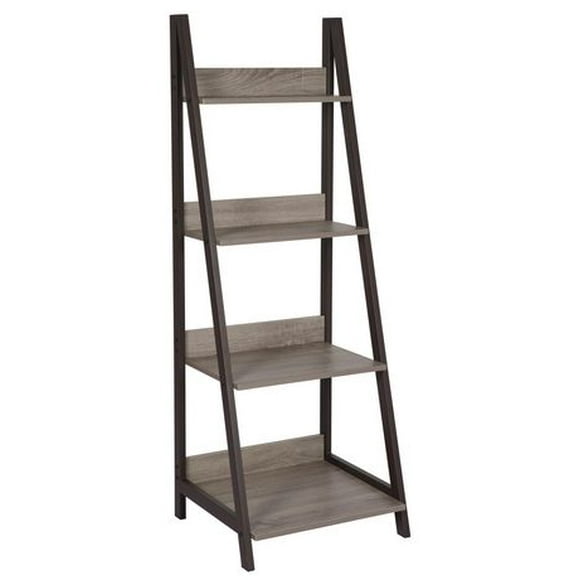 Hometrends Wood-look 4 Tier Shelves Brown Metal Ladder Bookshelf, Shelving unit