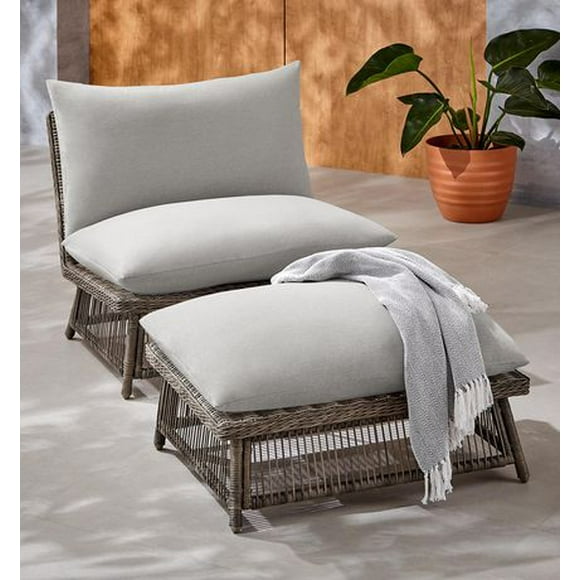 Better Homes & Gardens Lola Patio Outdoor Cuddle Chair & Ottoman - Tan, Handwoven wicker