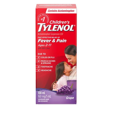 Tylenol Children's Medicine for Fever & Pain, Grape Liquid, 100 mL