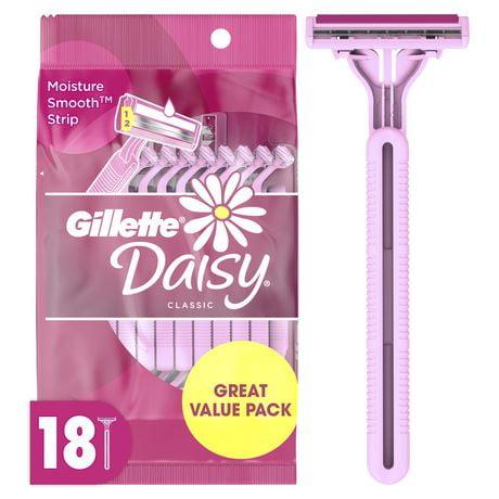 Gillette Daisy Classic Womens Disposable Razor, 18 Disposable Razors