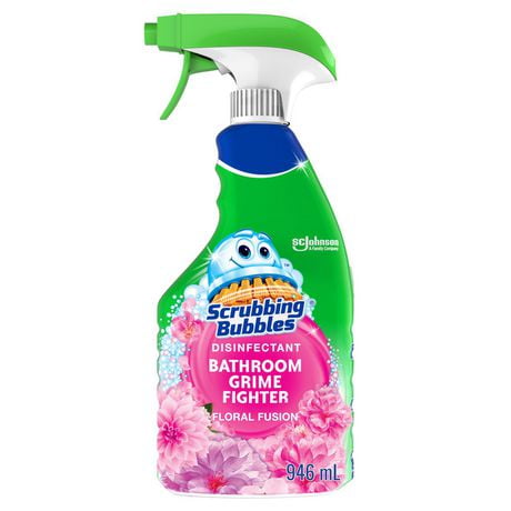 Scrubbing Bubbles® Bathroom Cleaner and Disinfectant Spray, Kills Germs on Tubs, Shower Walls and More, Floral Fusion Scent, 946ml, 946mL, Fusion Floral Scent