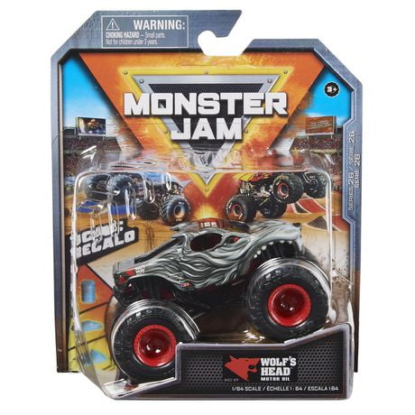 Monster Jam, Official Wolf's Head Monster Truck, Die-Cast Vehicle, 1:64 ...