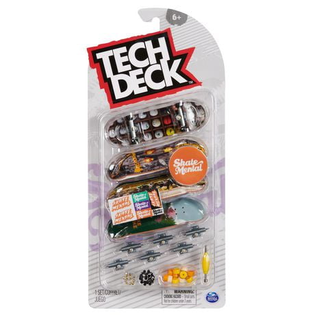 Tech Deck, Coffret de 4 fingerboards Ultra DLX, Skate Mental, Mini skateboards personnalisables à collectionner, jouets pour enfants à partir de 6 ans