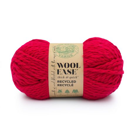 Lion Brand Wool-Ease Thick & Quick Recycled Yarn Red, Acrylic Wool Yarn Red  50343520 