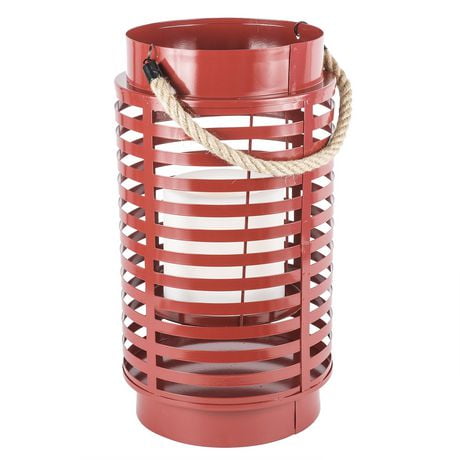 Sterno Home Paradise Gl28994rd Metal Lantern And Flameless Outdoor Led Candle Red