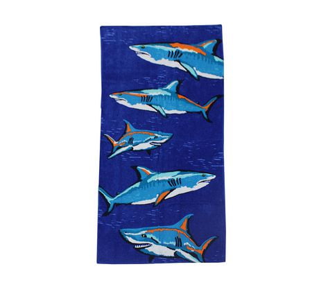 MAINSTAYS PRINTED BEACH TOWEL - BLUE SHARK | Walmart Canada