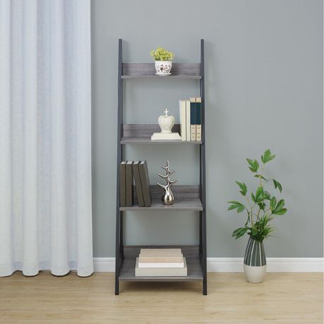 Hometrends Wood Look 4 Tier Shelves, Four Tier White Ladder Bookcase Shelf The Range