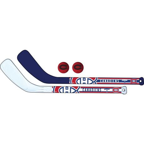 Franklin Sports NHL Montreal Canadiens Mini Hockey Player Stick Set - 2 stick and 2 ball set, MH Player Stick Set