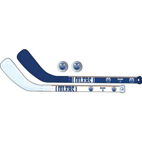 Franklin Sports NHL Edmonton Oilers Mini Hockey Player Stick Set - 2 stick and 2 ball set, MH Player Stick Set
