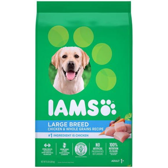 Iams Chicken & Whole Grains Recipe Adult Large Breed Dry Dog Food, 6.8-18.14kg